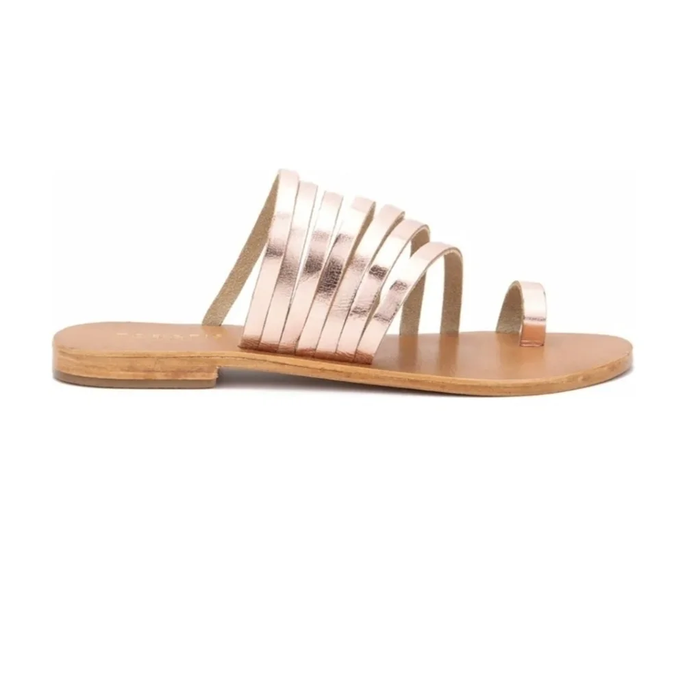 Gold color Multi Crossed Toe Loop Sandal - Picture 2 of 11